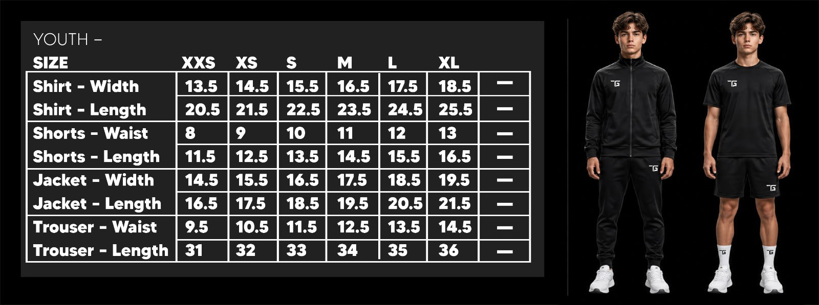TGF Youth size chart