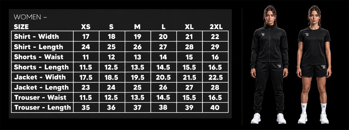 TGF Women size chart