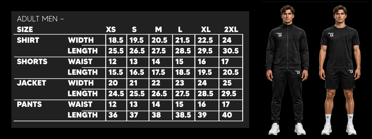 TGF Adult Men size chart