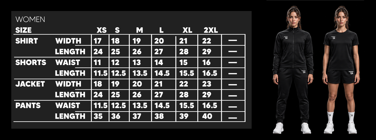 TGF Women size chart